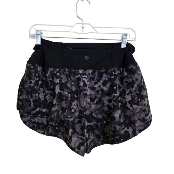 Athleta Running Free Printed Shorts 3.5" Black/Grey Camo Size S - Picture 3 of 8